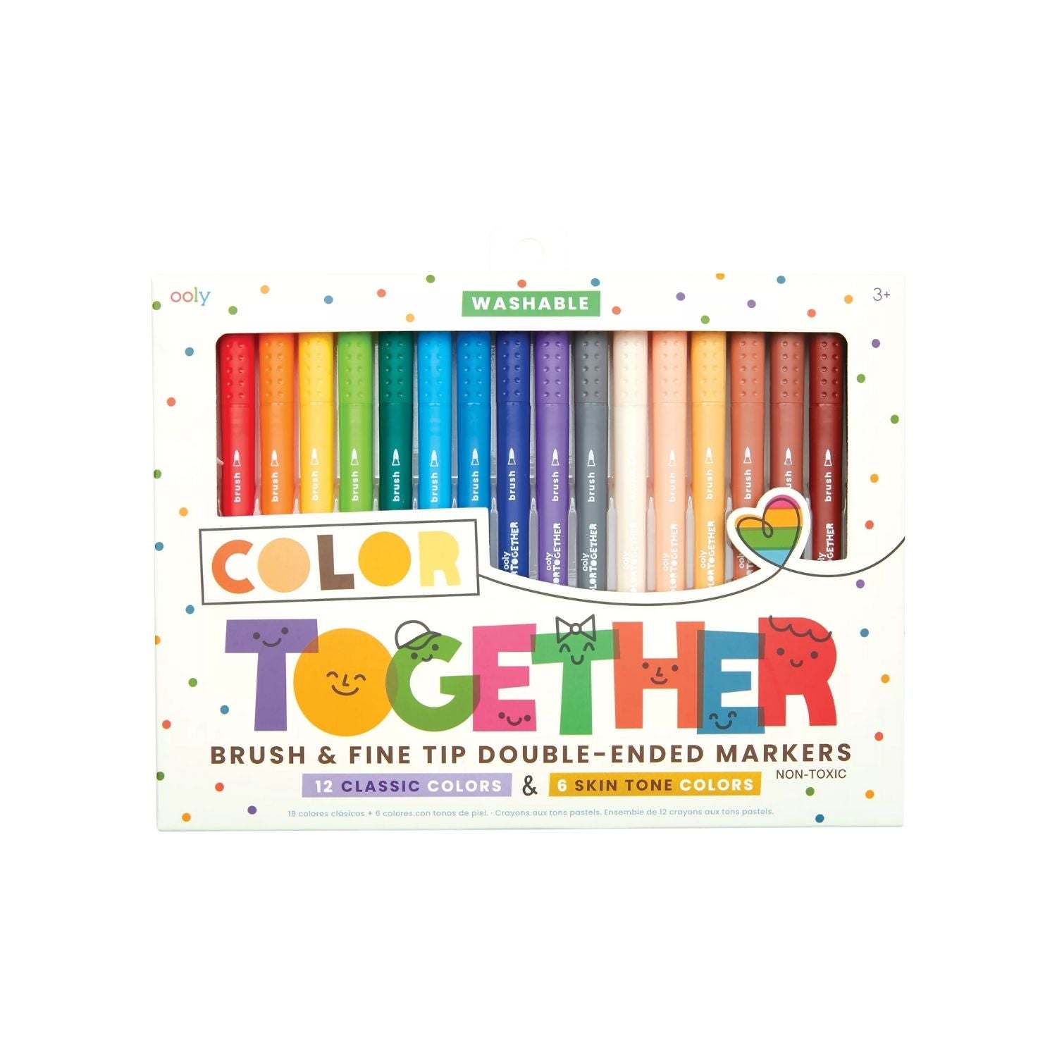 A set of 18 Colour Together double-ended markers in various colors, displayed in a box with a transparent cover.