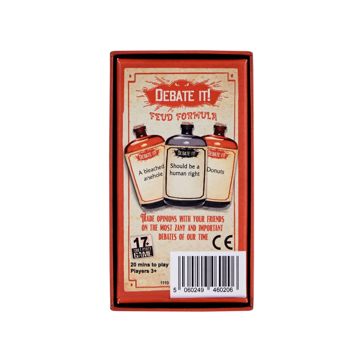 The image shows a red box of the board game &#39;Savage Cyanide - Debate It!&#39; with a graphic of a snake on the front, and text that includes the game&#39;s title and the phrase &#39;CAUTION: This game contains explicit content&#39;.