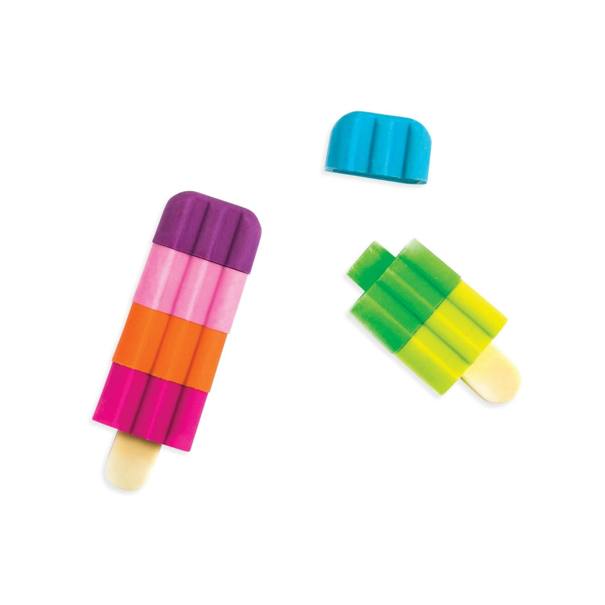 two Icy Pops scented puzzle erasers in various colors