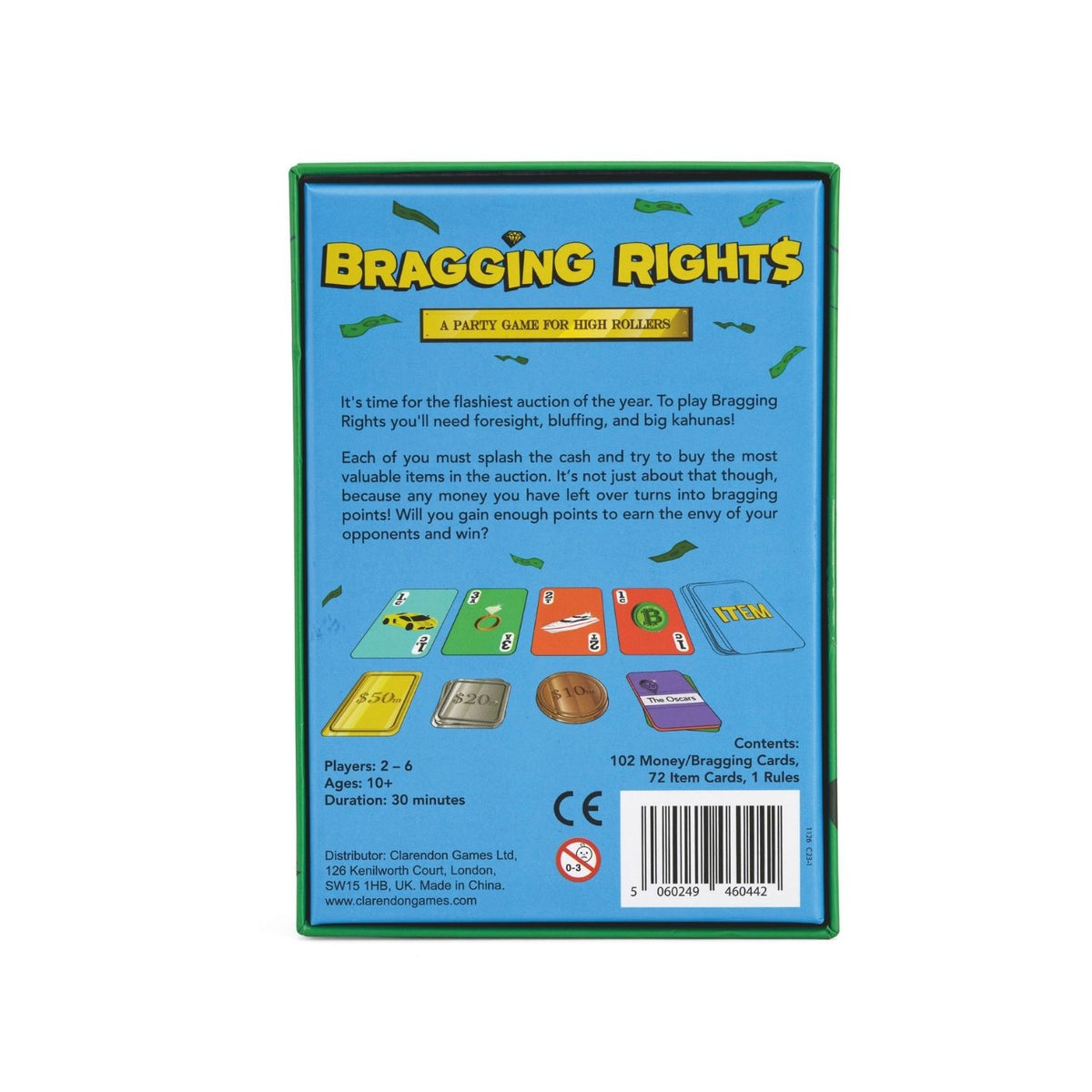 Bragging Rights card game - back of box