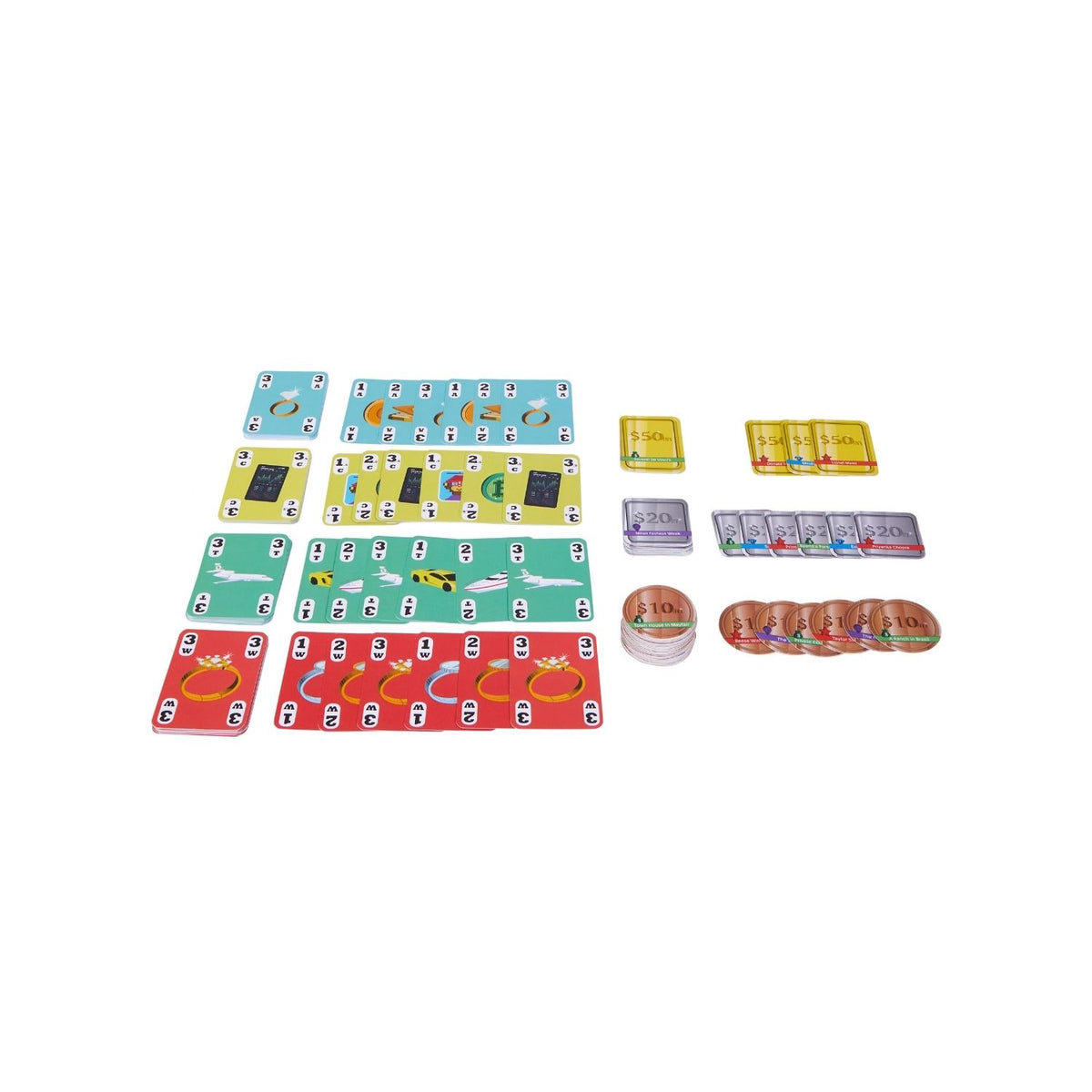 Bragging Rights card game - contents laid out
