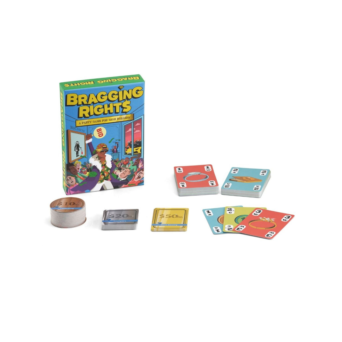 Bragging Rights card game - contents laid out 