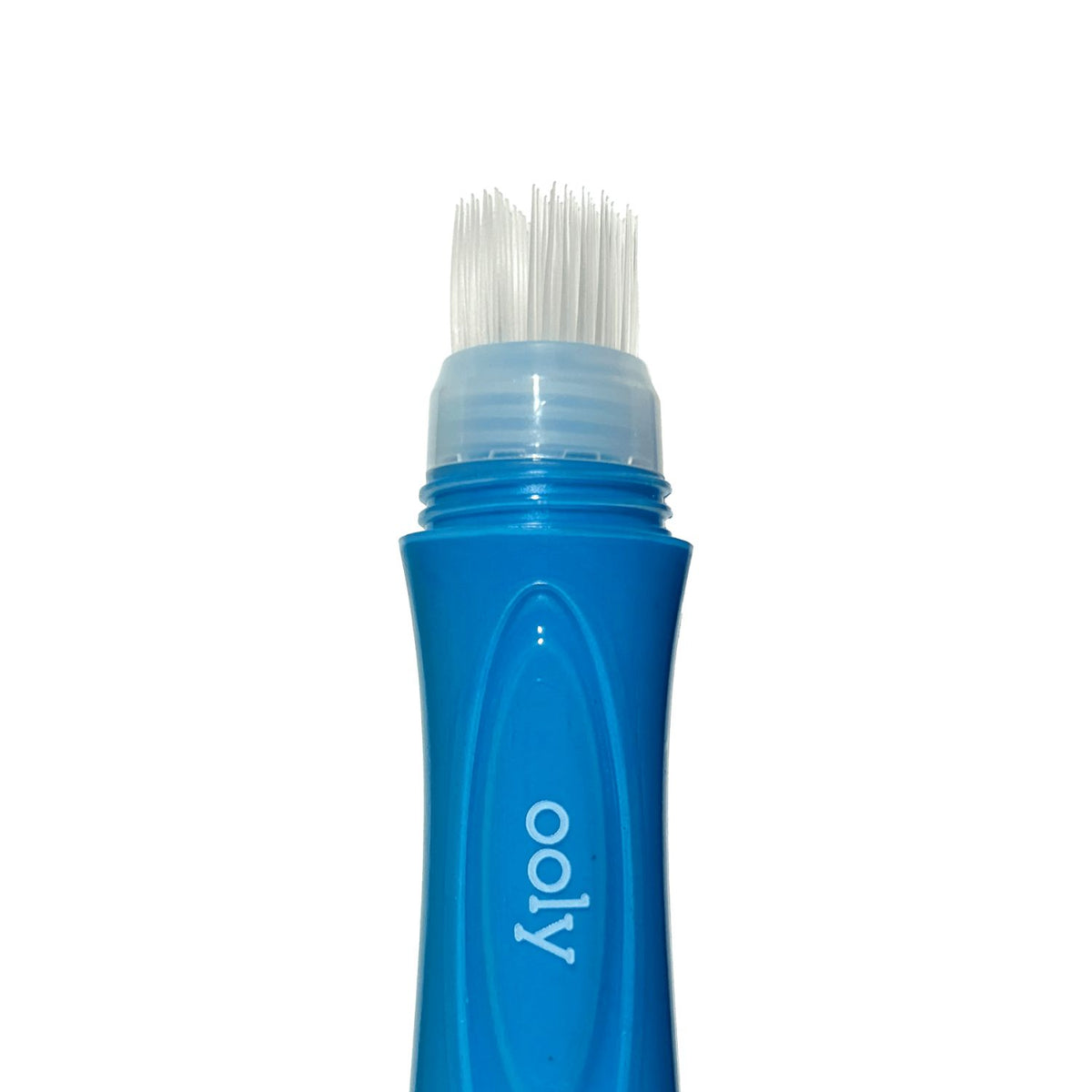 Blue tool with bristle end on a white background