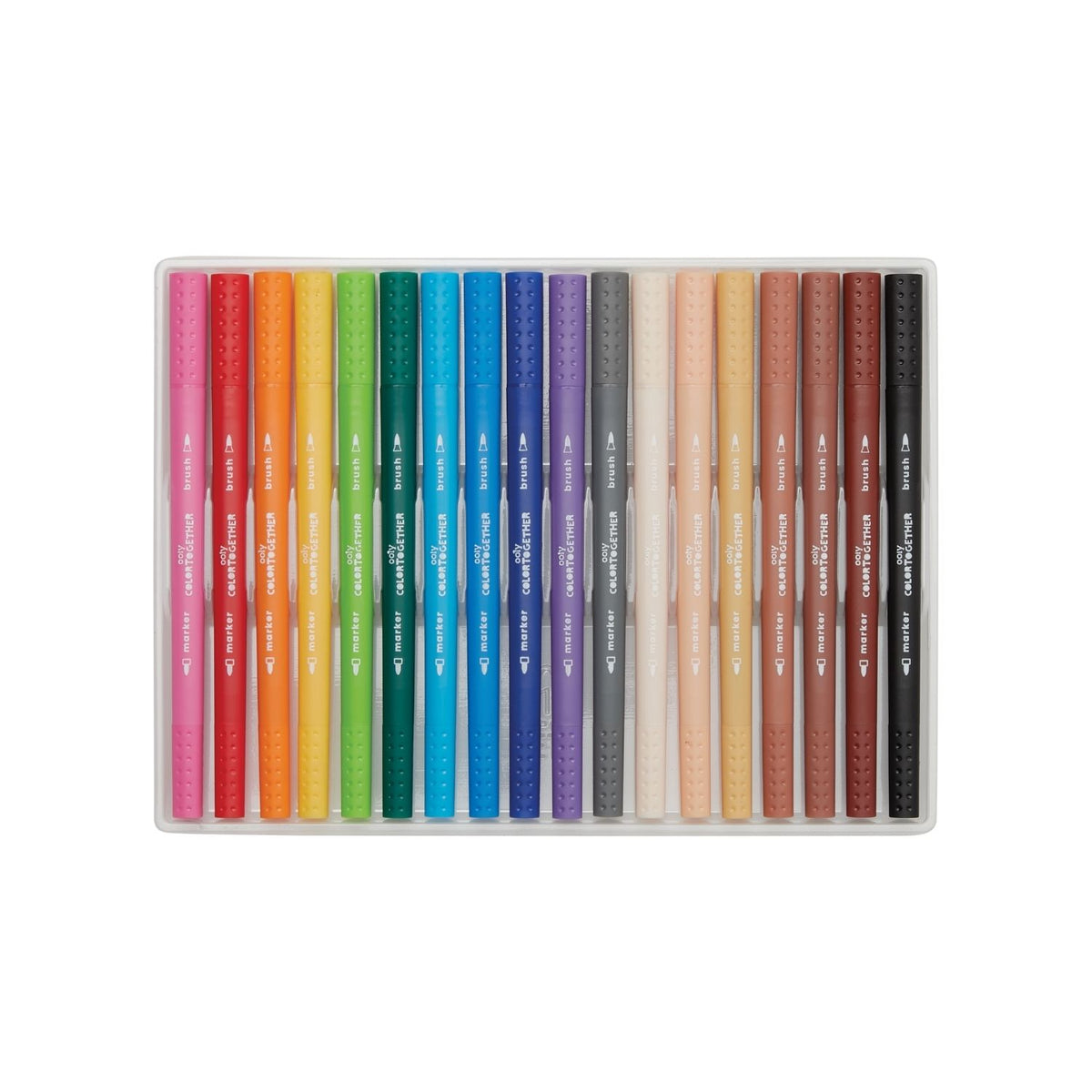 A set of 18 Colour Together double-ended markers in various colors, displayed in a box with a transparent cover.