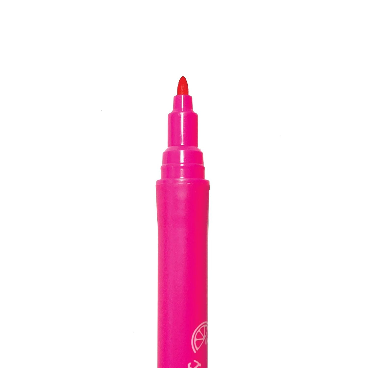 A set of 12 Yummy Yummy scented markers by ooly, with pointed tips and a variety of colors, including black, red, orange, yellow, green, blue, and purple, packaged in a clear plastic case with a colorful label.