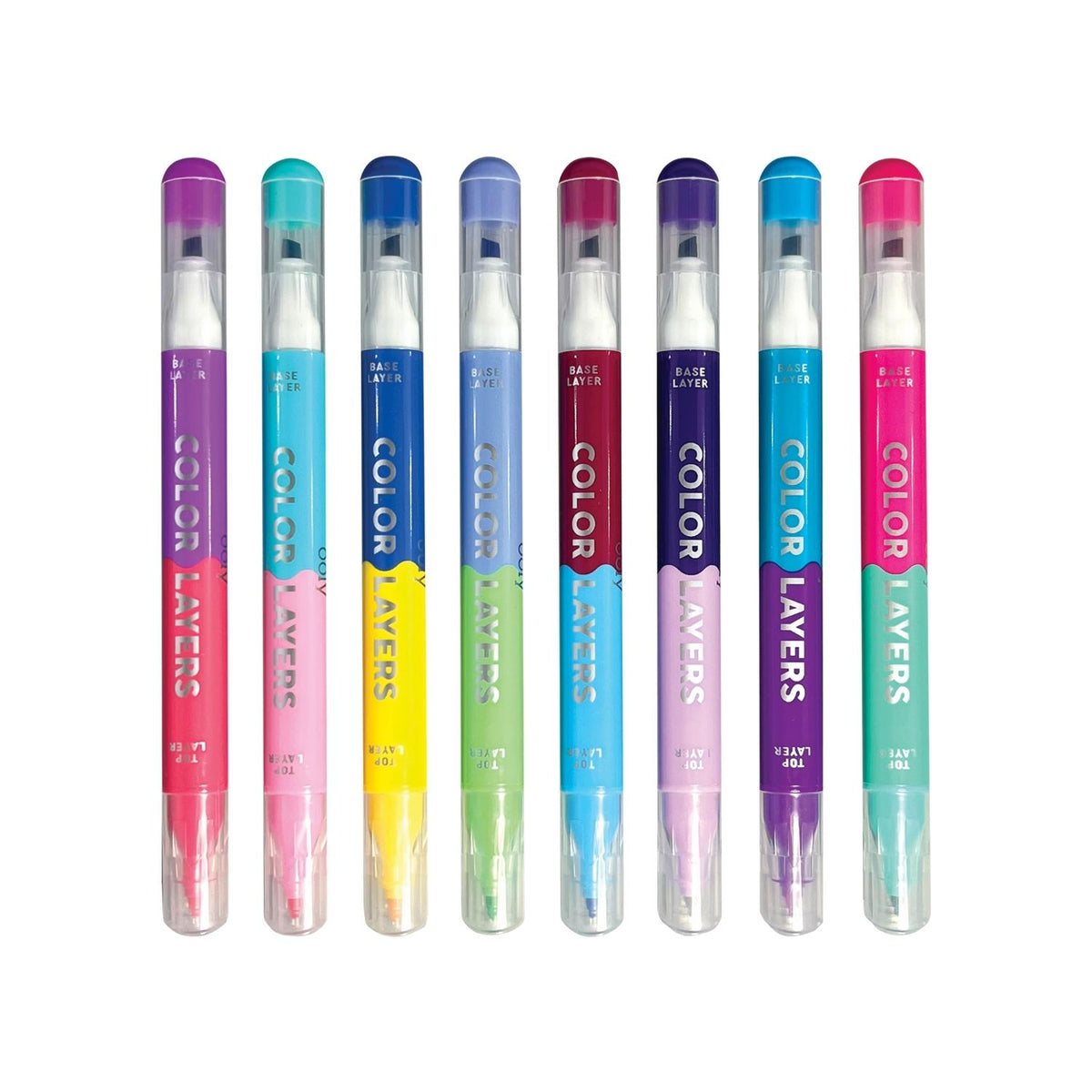 Packaging of &#39;Colour Layers Double-Ended Layering Markers - Set of 8 / 16 Colours&#39; showing multiple colorful markers and the text indicating the quantity and age suitability.