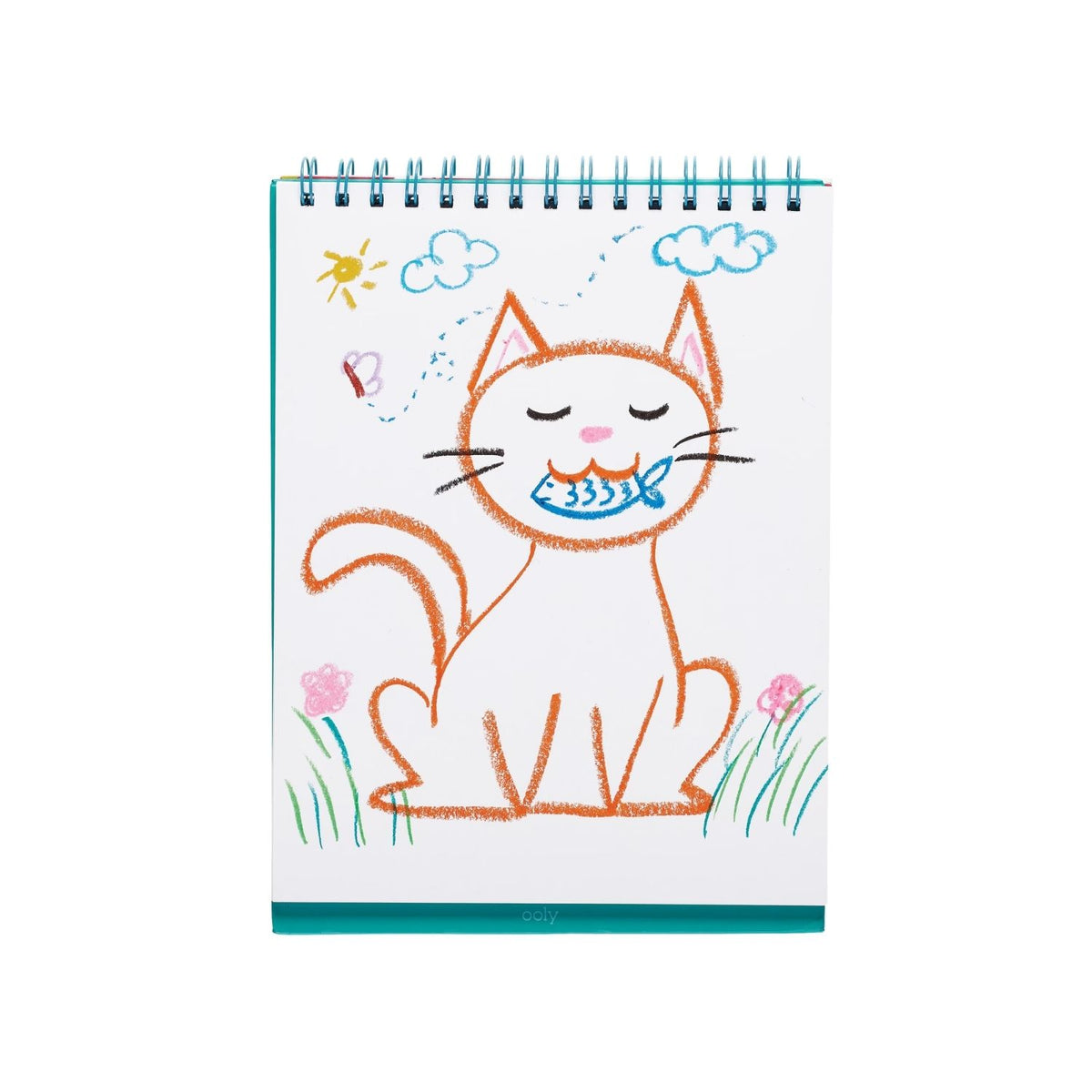 A set of 12 Cat Parade twist-up watercolor gel crayons in various colors, displayed in packaging with a colorful design and cat faces.