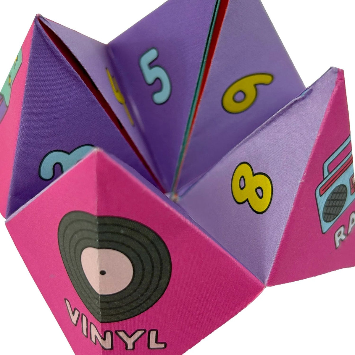 Close up of DIY Fortune Tellers made up 