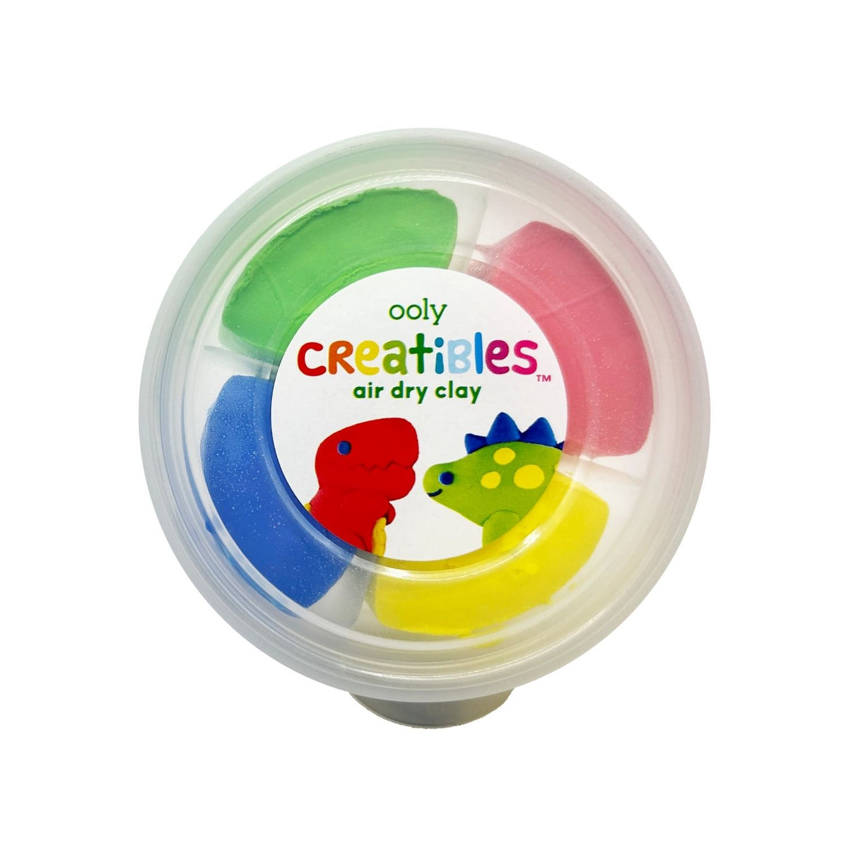Packaging of Creatibles Mini Air Dry Clay Kit with colorful clay pieces and a dinosaur friend design.
