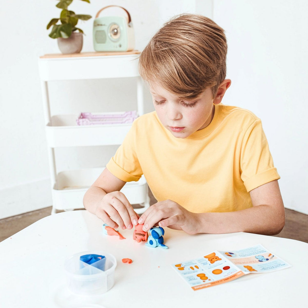 a boy creating the Pet pal creations 
