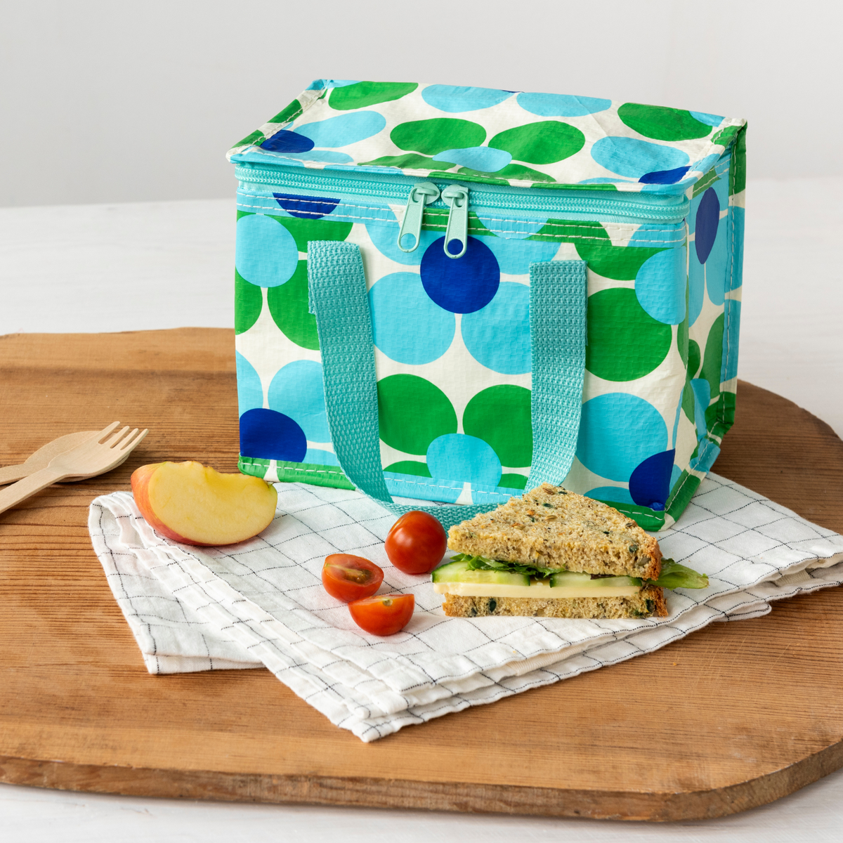 Lunch Bag - Blue And Green Daisy