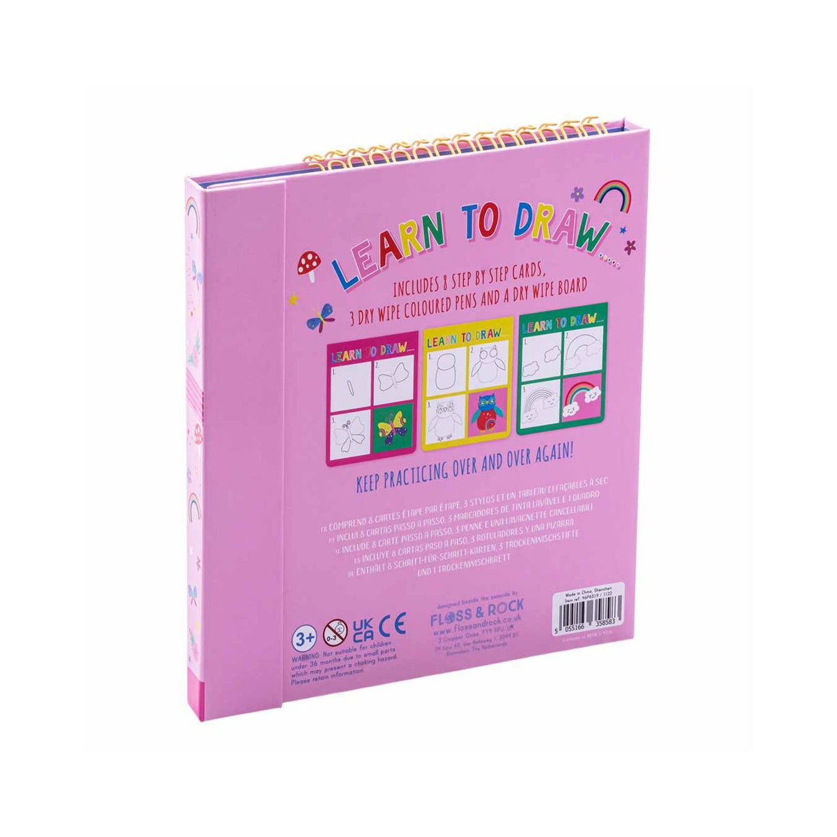 A colorful drawing and coloring activity book titled &#39;Rainbow Fairy - Learn to Draw&#39; with dry wipe pens included.