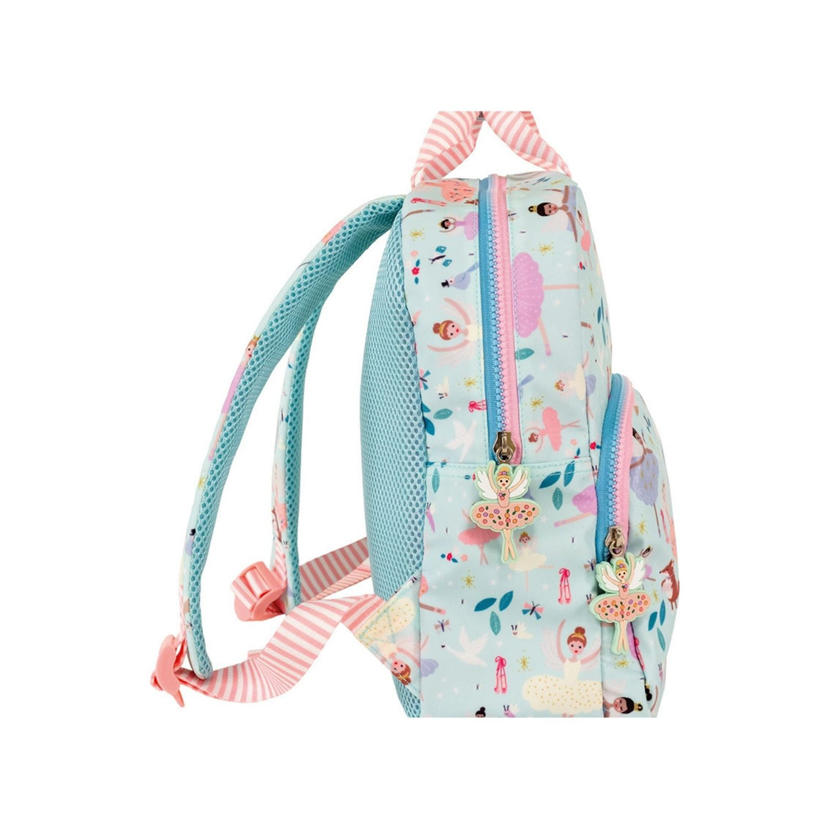Children&#39;s backpack with ballerina design on a white background