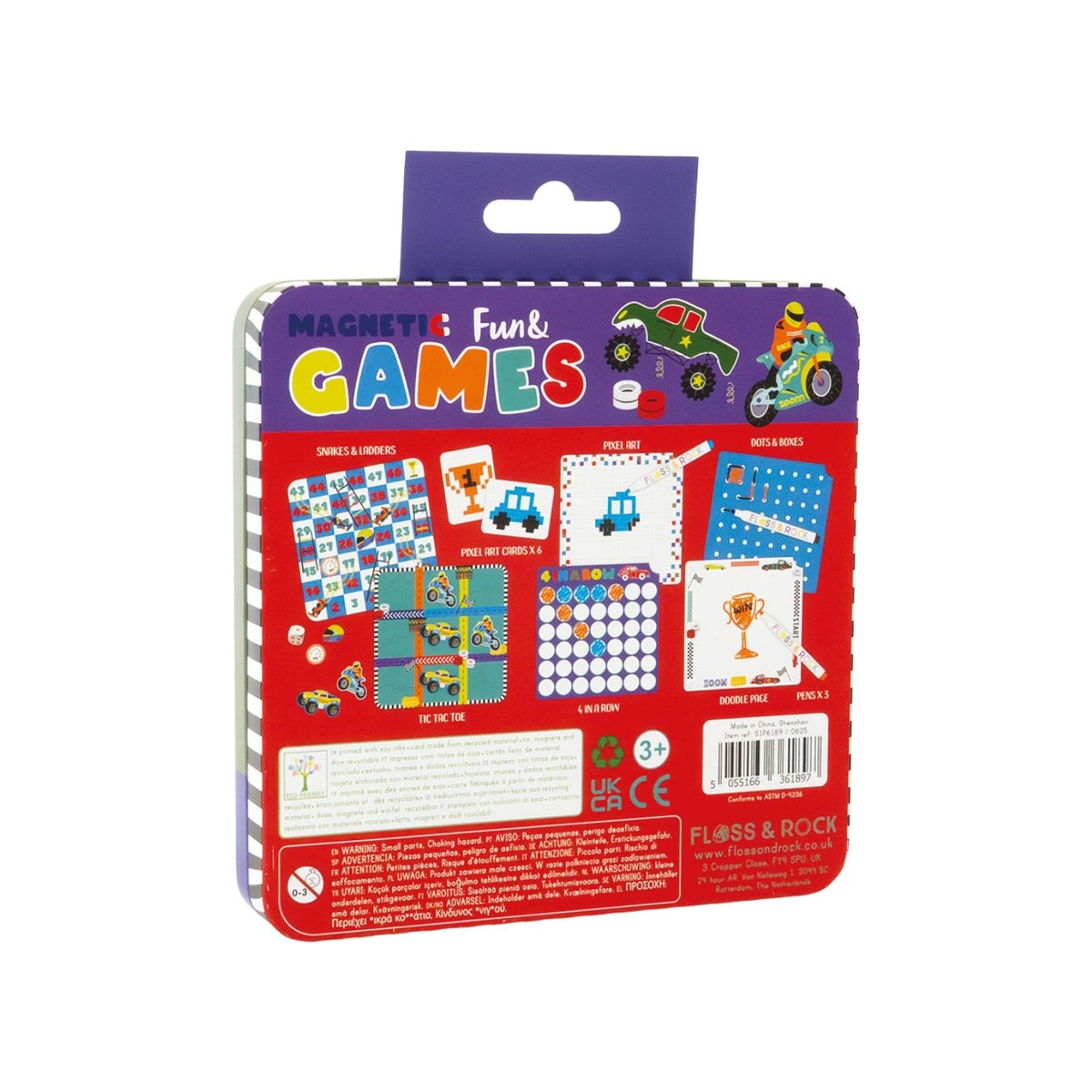 Packaging of Magnetic Fun & Games with colorful illustrations on a white background