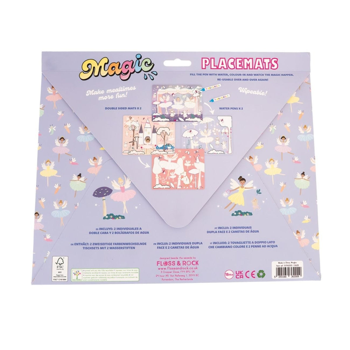 Package of 'Magic' placemats with ballerina design on a white background