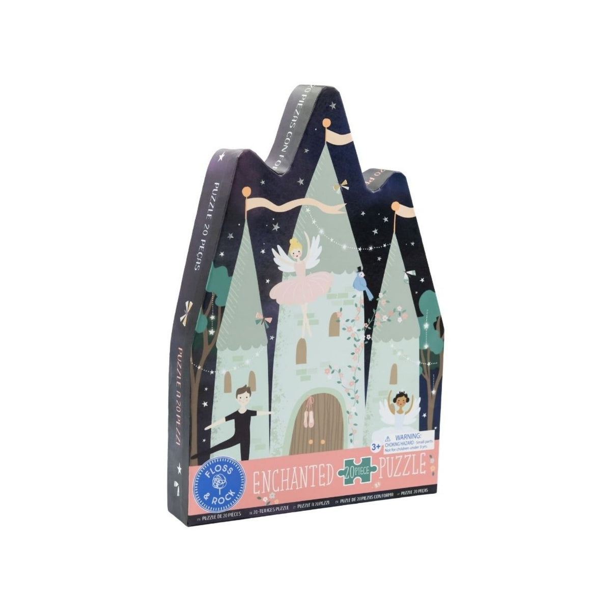 Floss & Rock Enchanted Puzzle packaging with fairy tale design on a white background