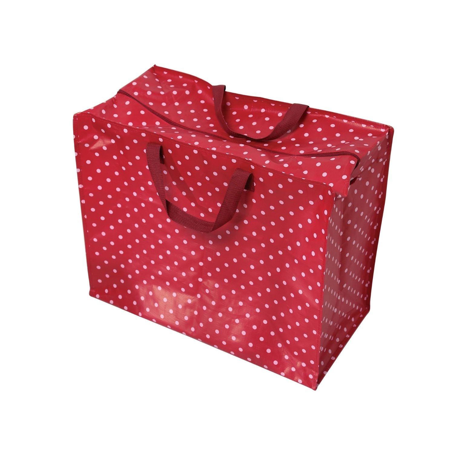 Red polka dot jumbo storage bag with handles