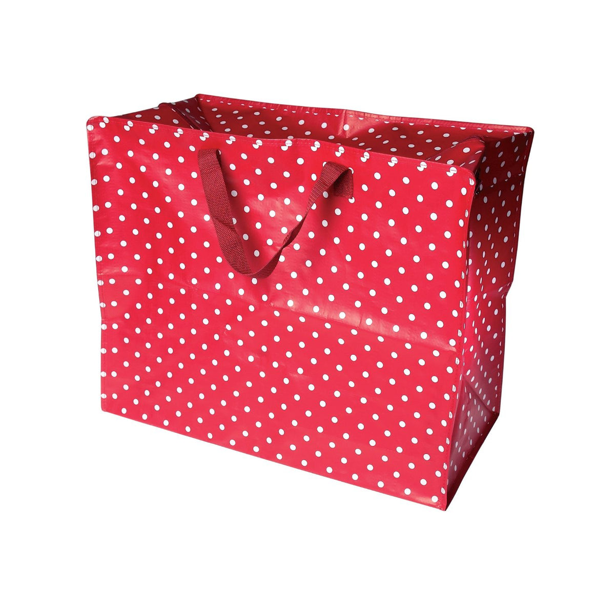 Red polka dot jumbo storage bag with handles