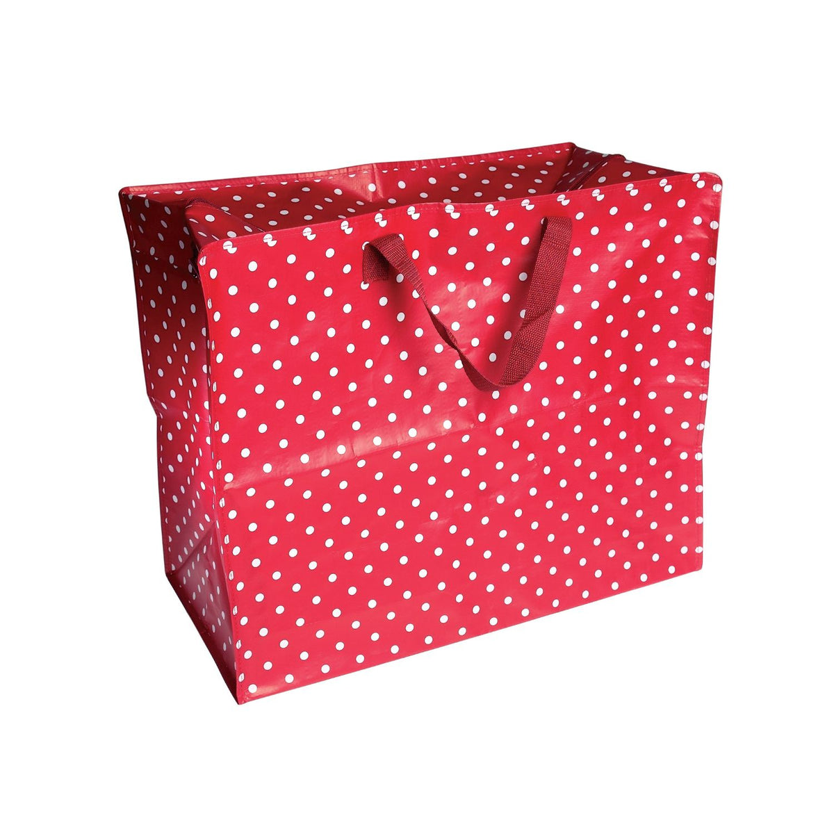 Red polka dot jumbo storage bag with handles
