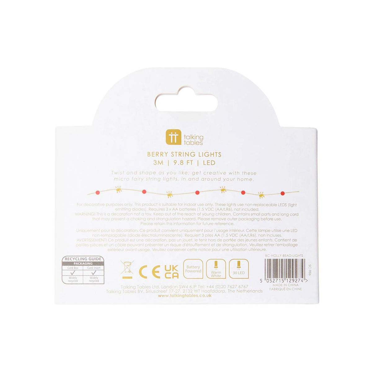 Red Berry String Lights 3M 60L