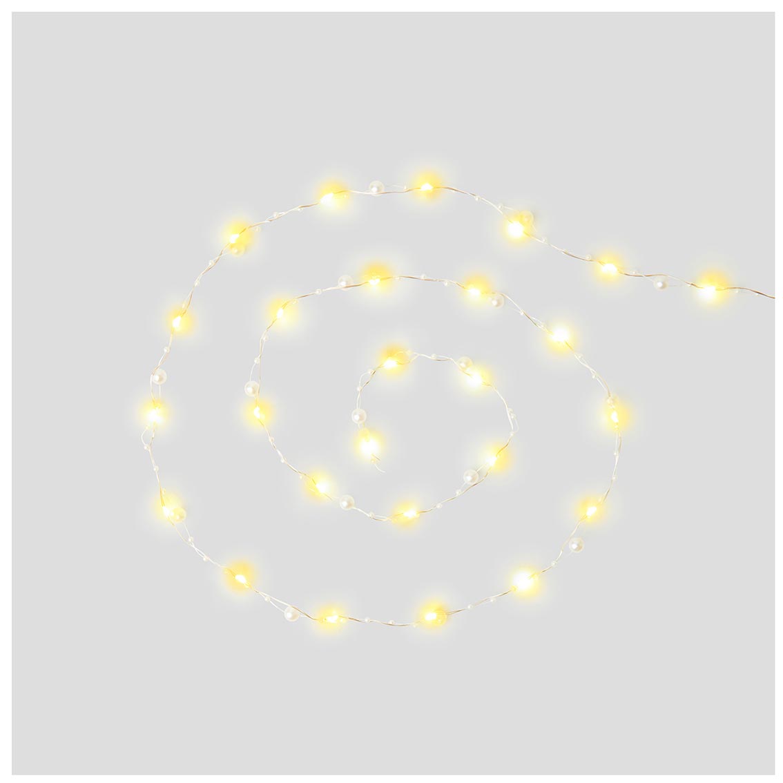 Botanical Mistletoe Bead String Lights 3M with lights on