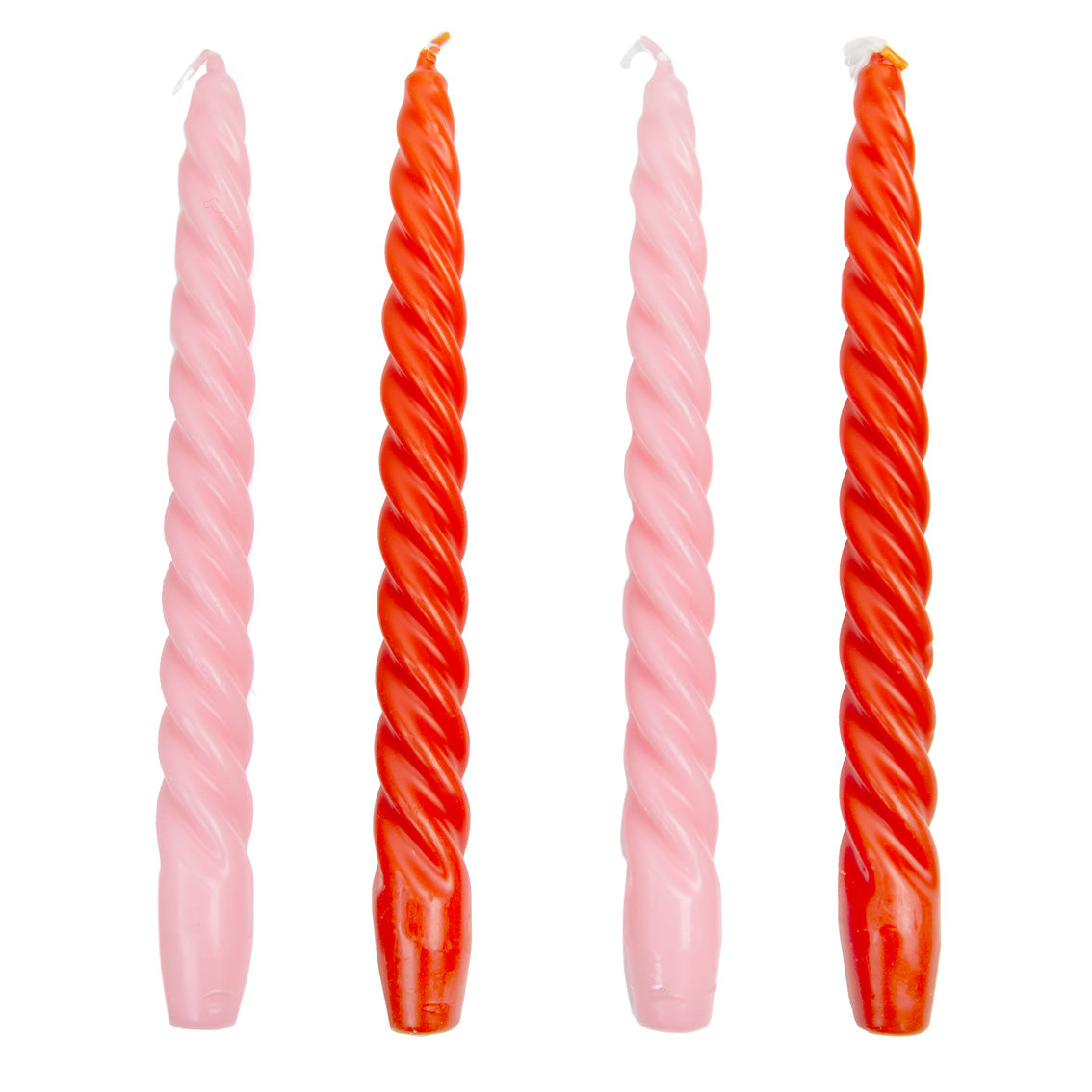 Boho Warm Coloured Spiral Candles - 4 Pack in orange and pink