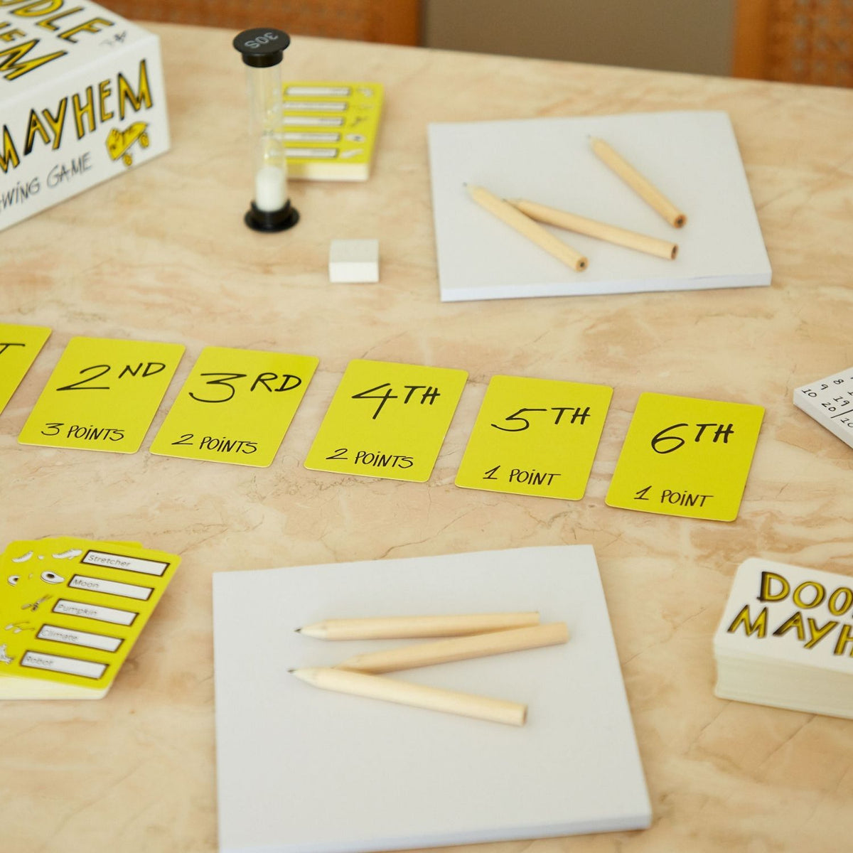 Simultaneous drawing, panic, and big laughs! Grab the point tokens and guess the sketch in 15 seconds. A fast-paced 20-minute game for your next family night.