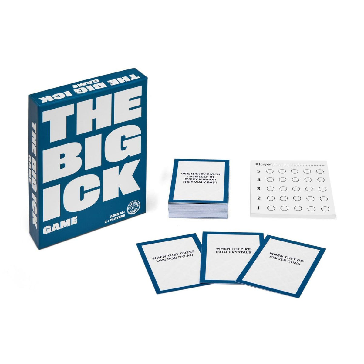 The Big Ick Game party box showcasing its modern, trend-driven branding, bold typography, and eye-catching cover design.