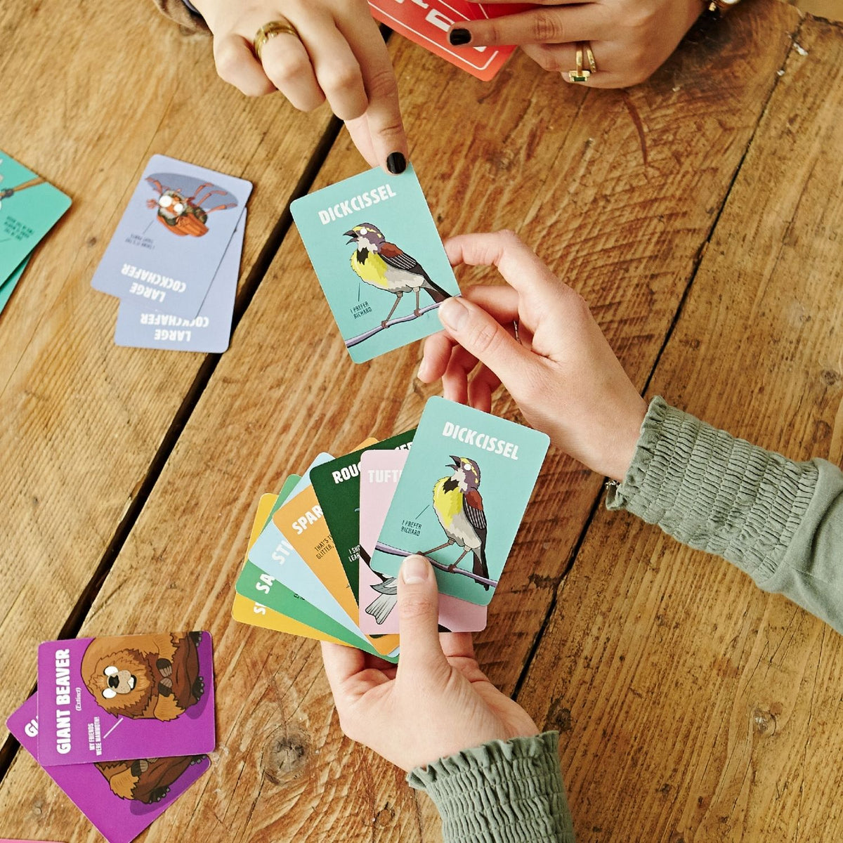 The image shows the cover of the card game &#39;Don&#39;t be a Dik Dik&#39;, featuring an illustration of a dik dik (a type of antelope) on a red background, with the title and a caution note &#39;Contains mild naughtiness&#39;.