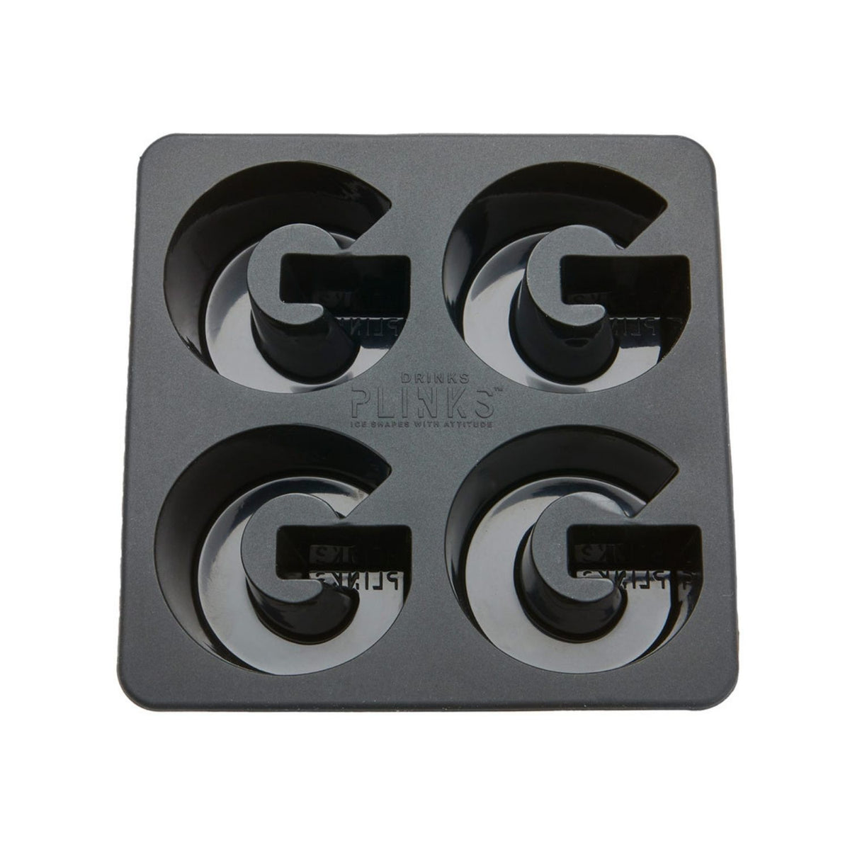 Close-up of a G shaped ice mould highlighting the durable, non-stick silicone surface suitable for both freezing and baking.