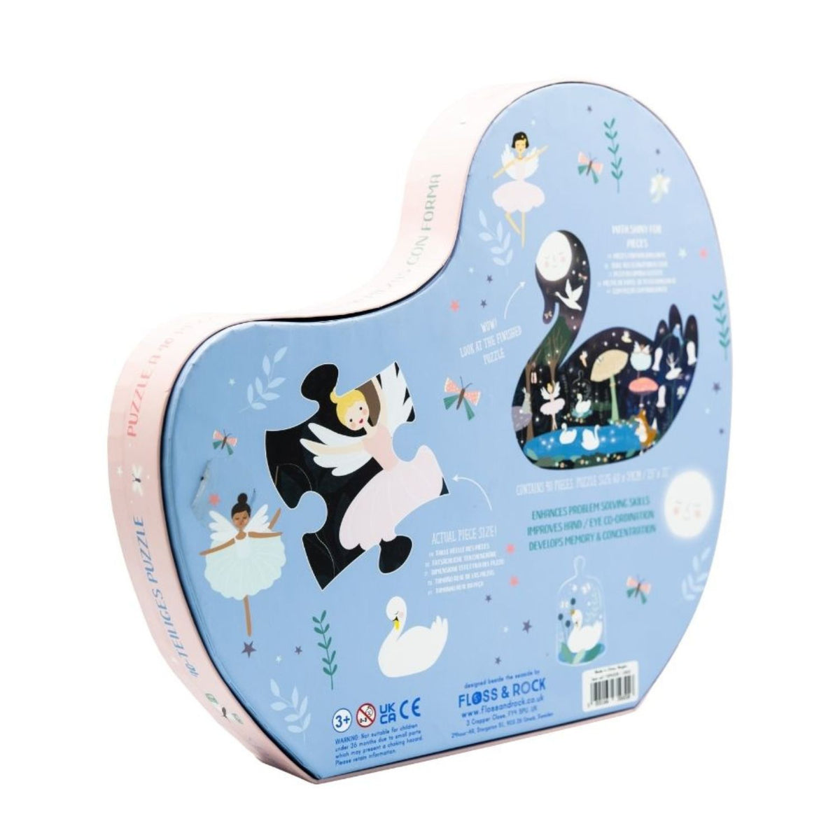 Back of the enchanted swan shaped jigsaw puzzle