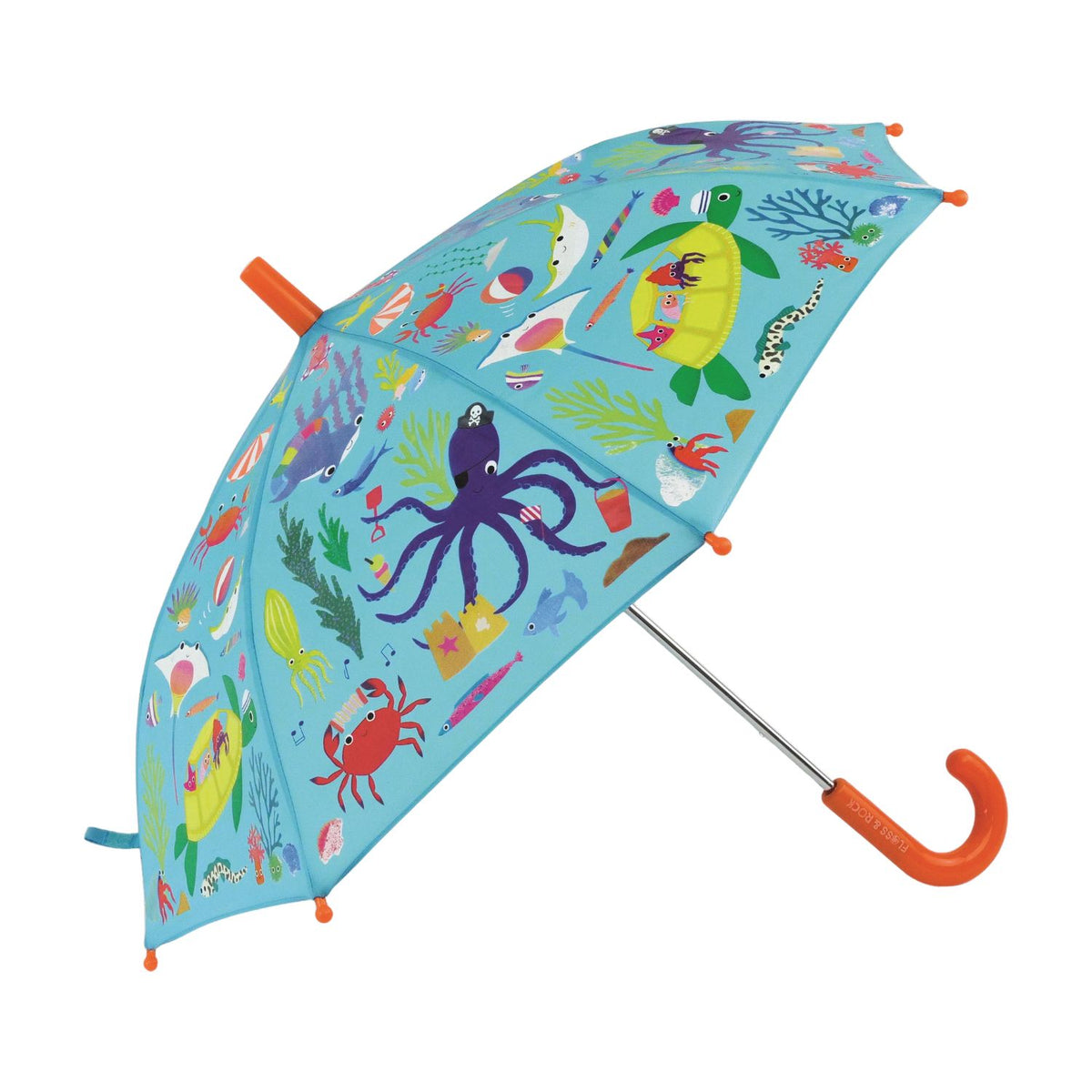 Children's umbrella with ocean-themed design 