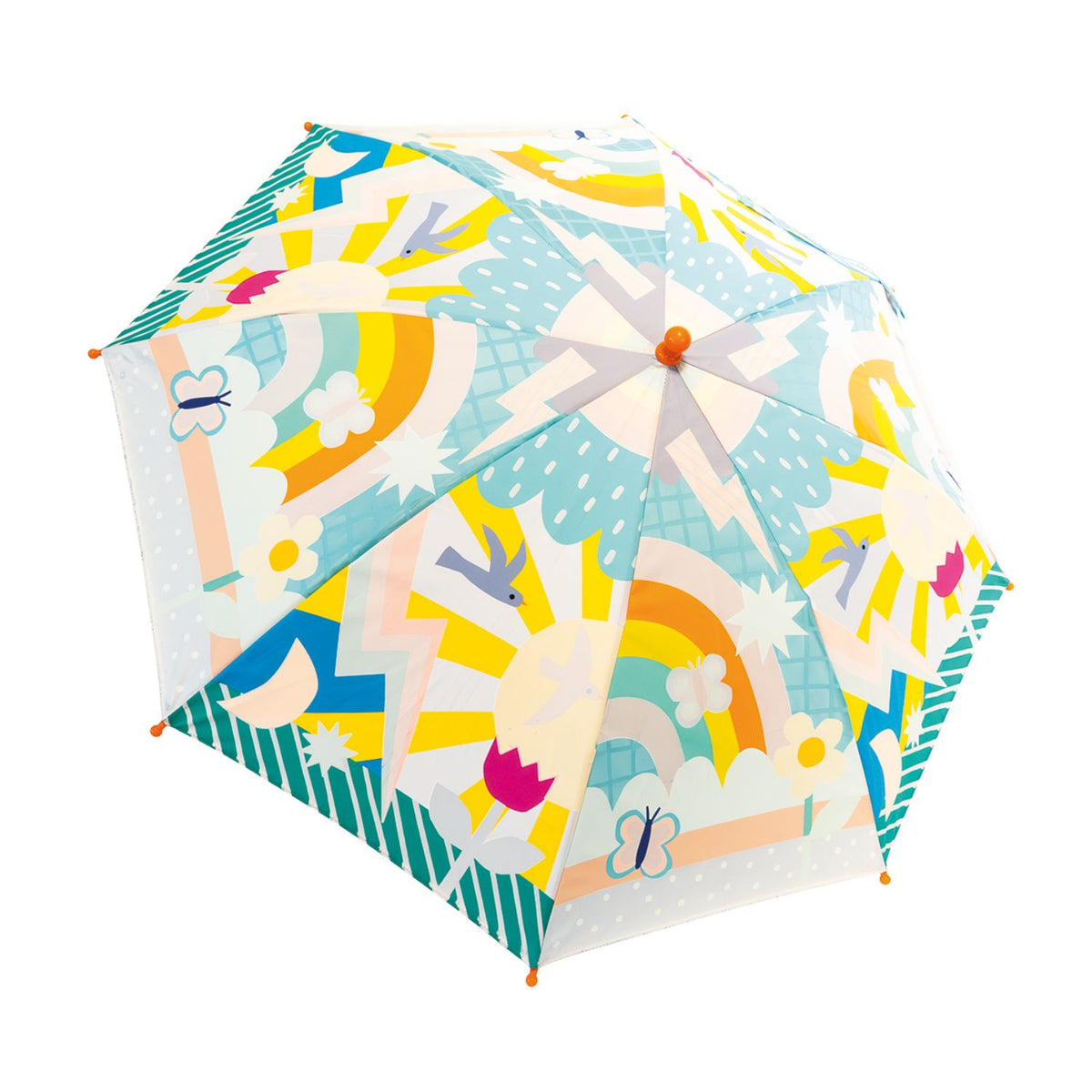 Colorful children's umbrella with rainbow patterns 