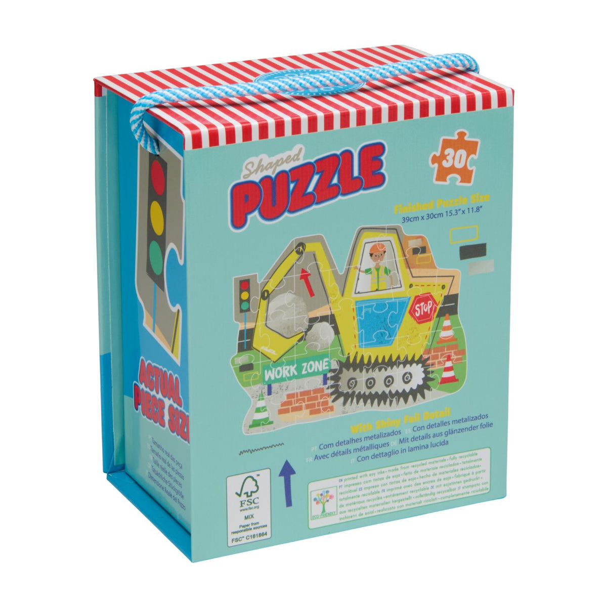 Build fine motor skills with this eco-friendly truck puzzle. Made from recyclable materials and printed with soy inks. A high-quality 30-piece set for ages 3+.