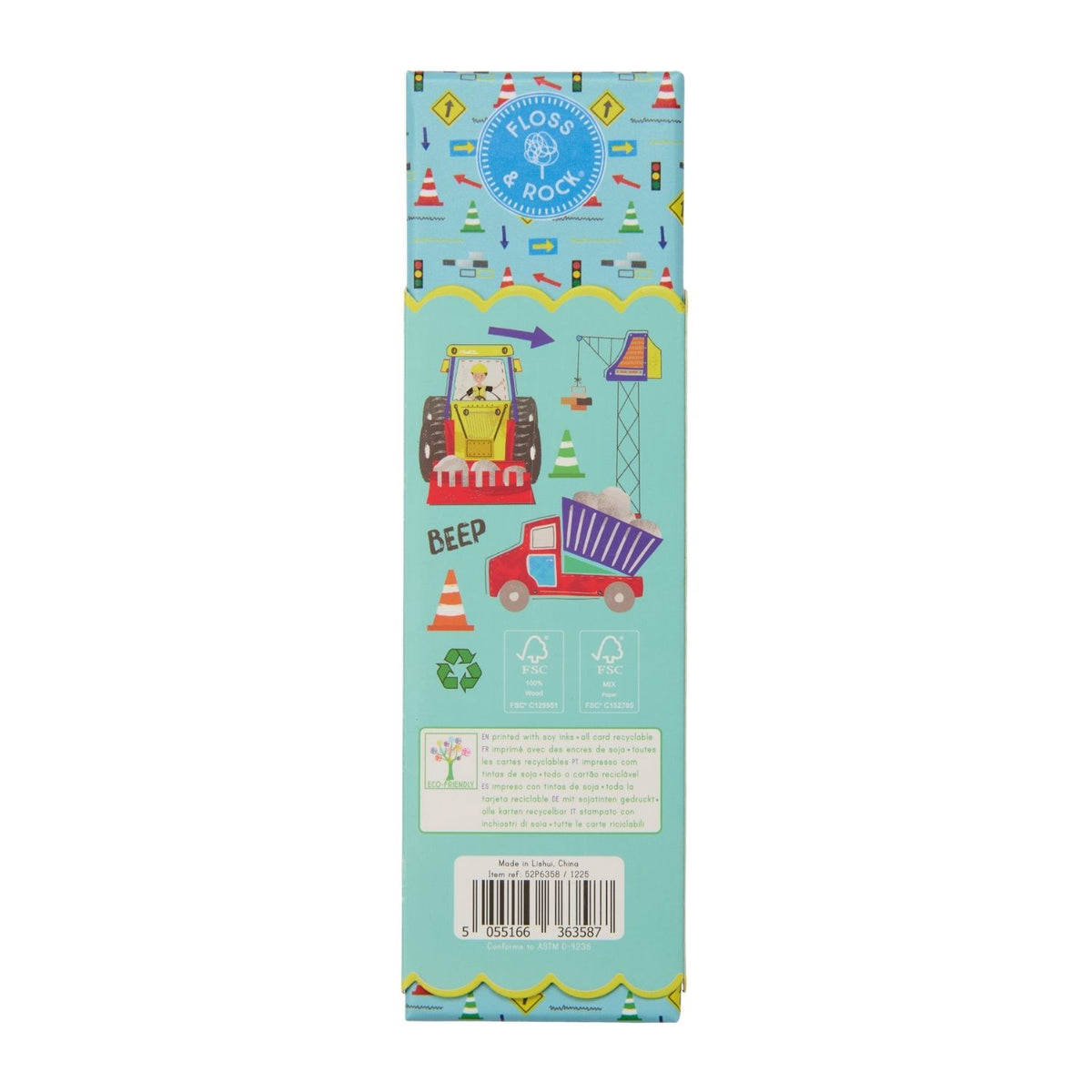 6 bright and bold colouring pencils for little artists. Features a durable construction-themed box to keep pencils tidy at home or on the go. Ideal for party favours and gifts.