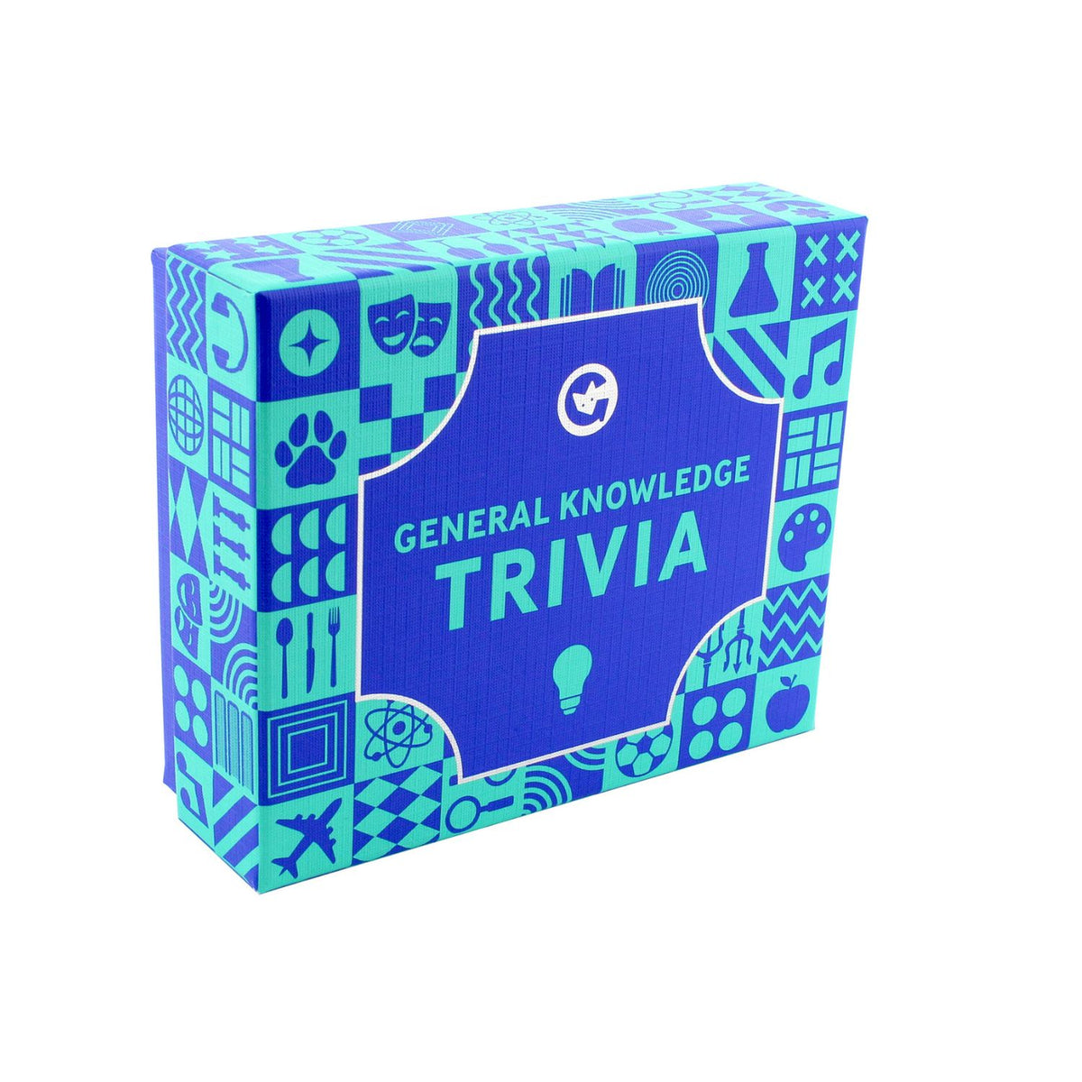 general knowledge trivia game bursting with a variety of topics to challenge and entertain everyone, in blue packaging