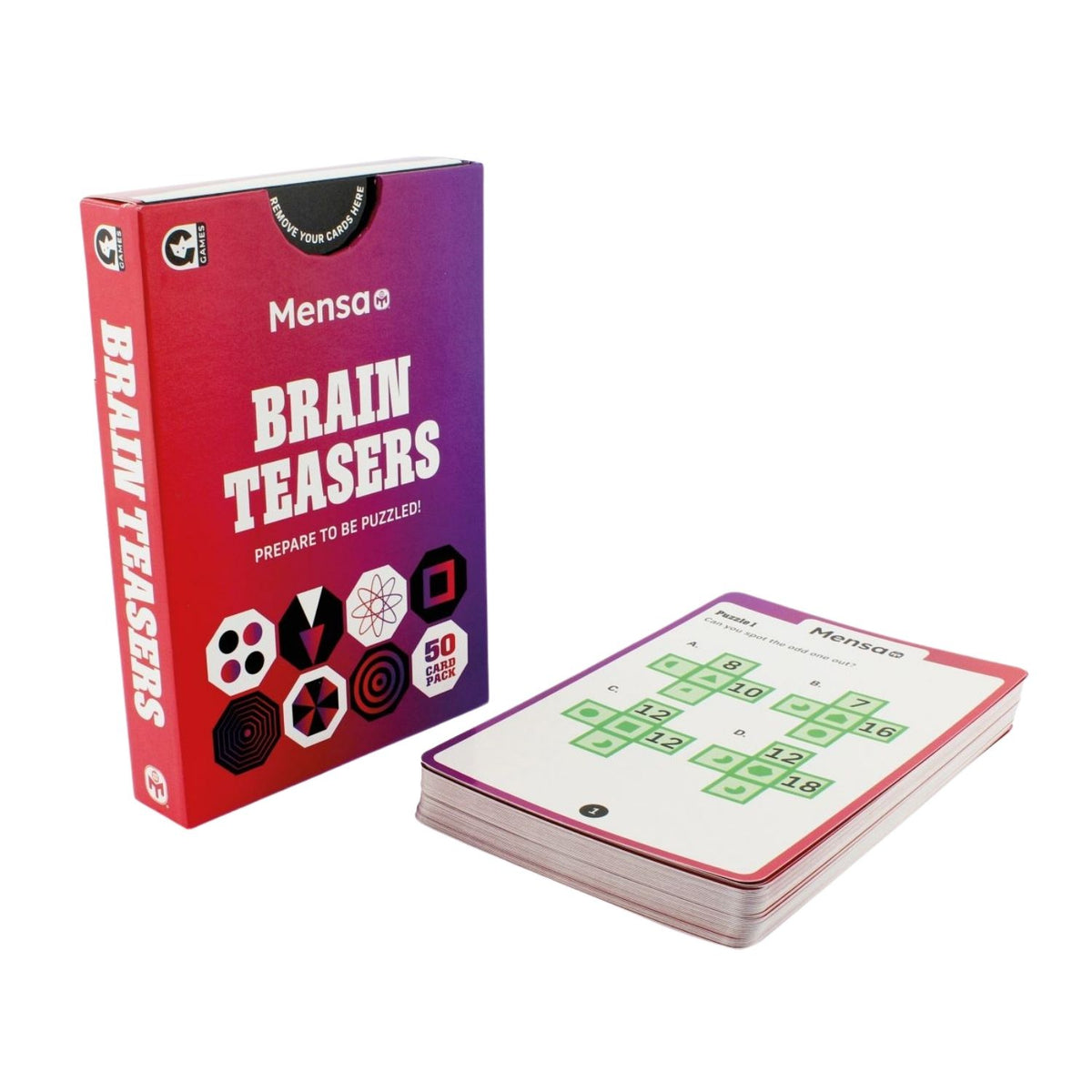 Mensa Brain Teasers box and cards