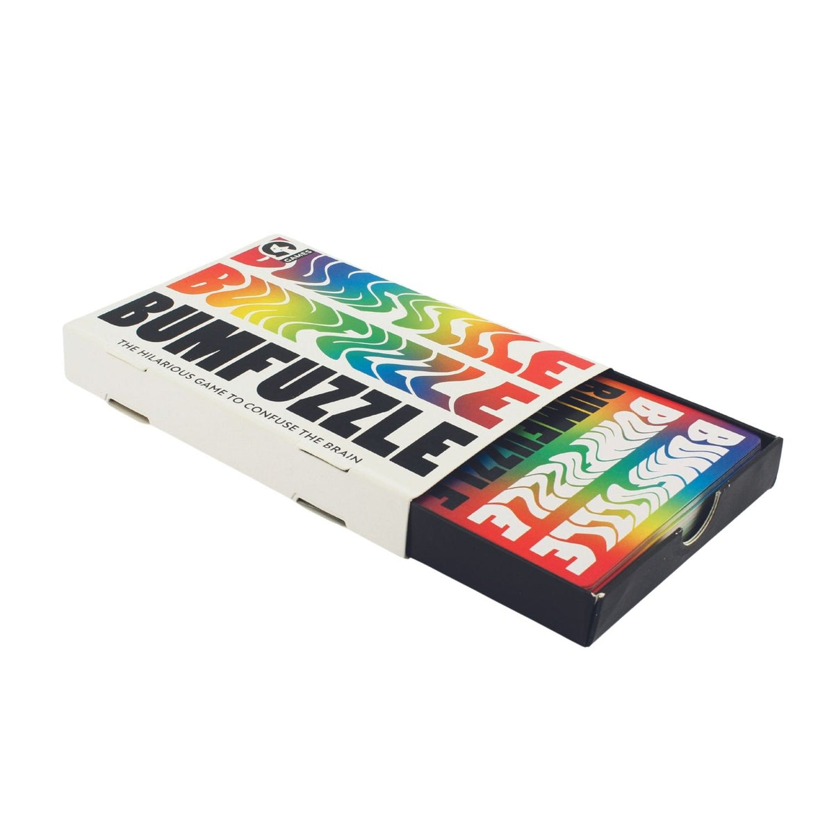 Box of Bumfuzzle game with colorful text 