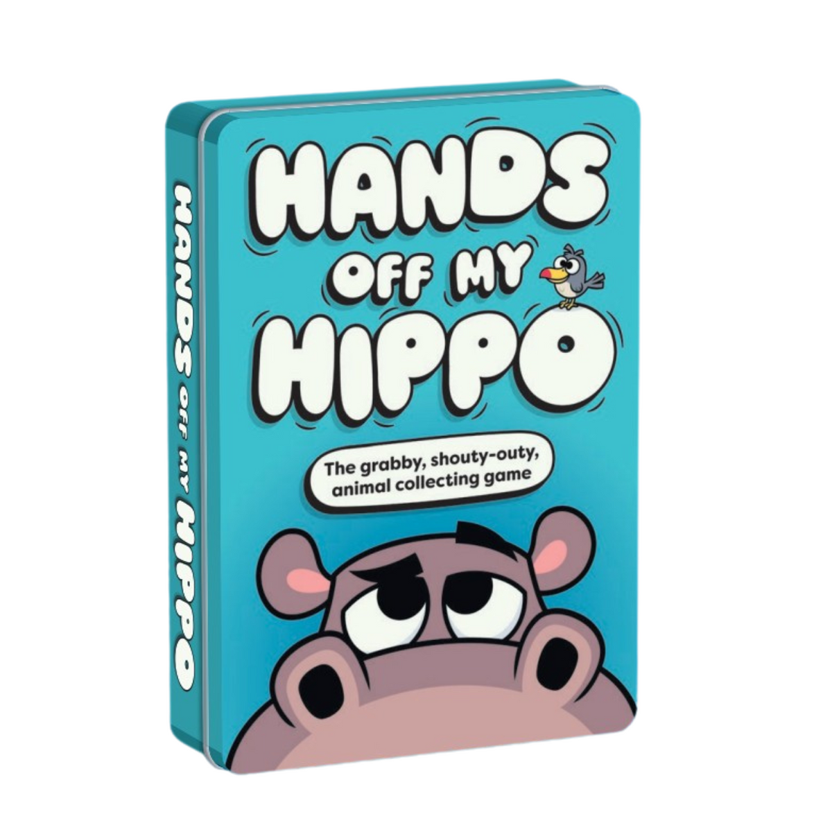 Game box for 'Hands Off My Hippo' with a cartoon hippo design