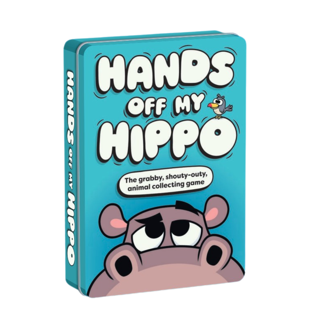 Game box for 'Hands Off My Hippo' with a cartoon hippo design