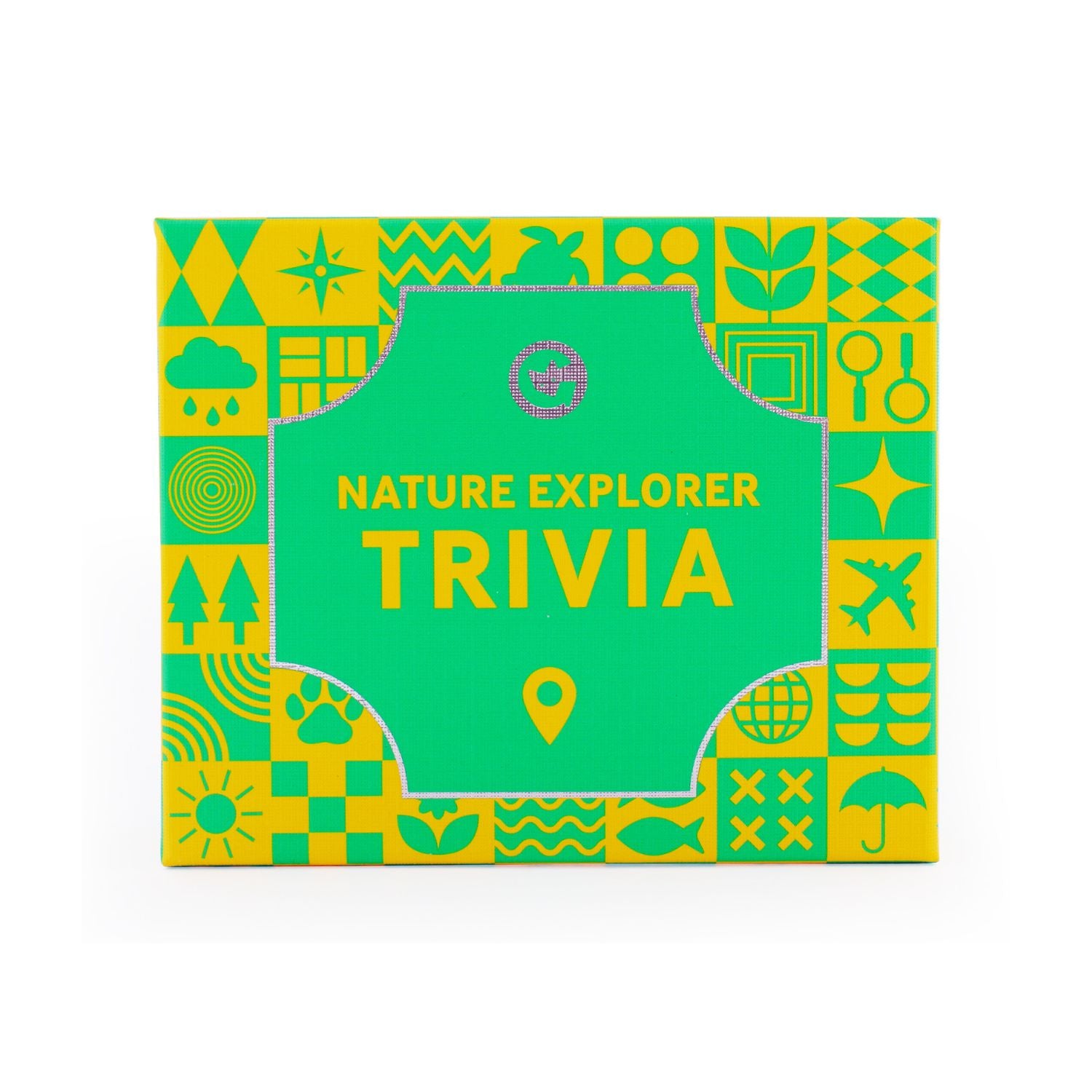 Nature Explorer Trivia. A fun family quiz card game with Green and yellow packaging