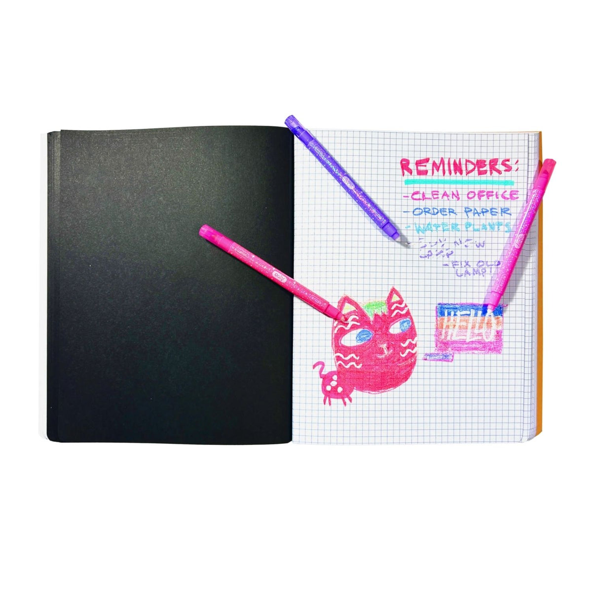 Dazzling glitter meets total control. Use the magic eraser tip to fix errors or create negative space patterns. 12 non-toxic, shimmery markers for kids.