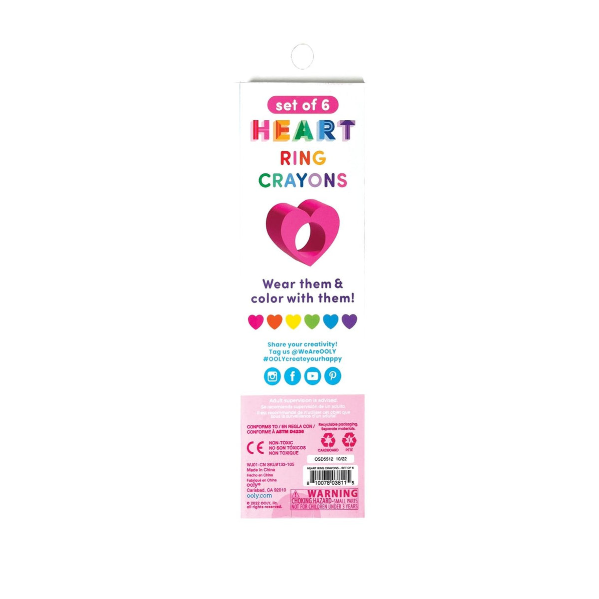 Heart Ring Crayons - Set of 6