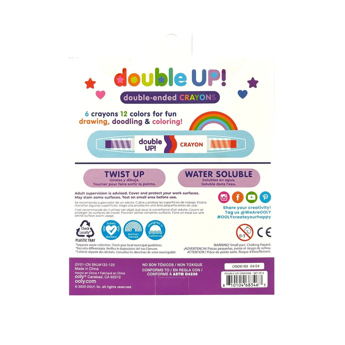 Double Up! Double-Ended Crayons - Set of 6 / 12 Colours