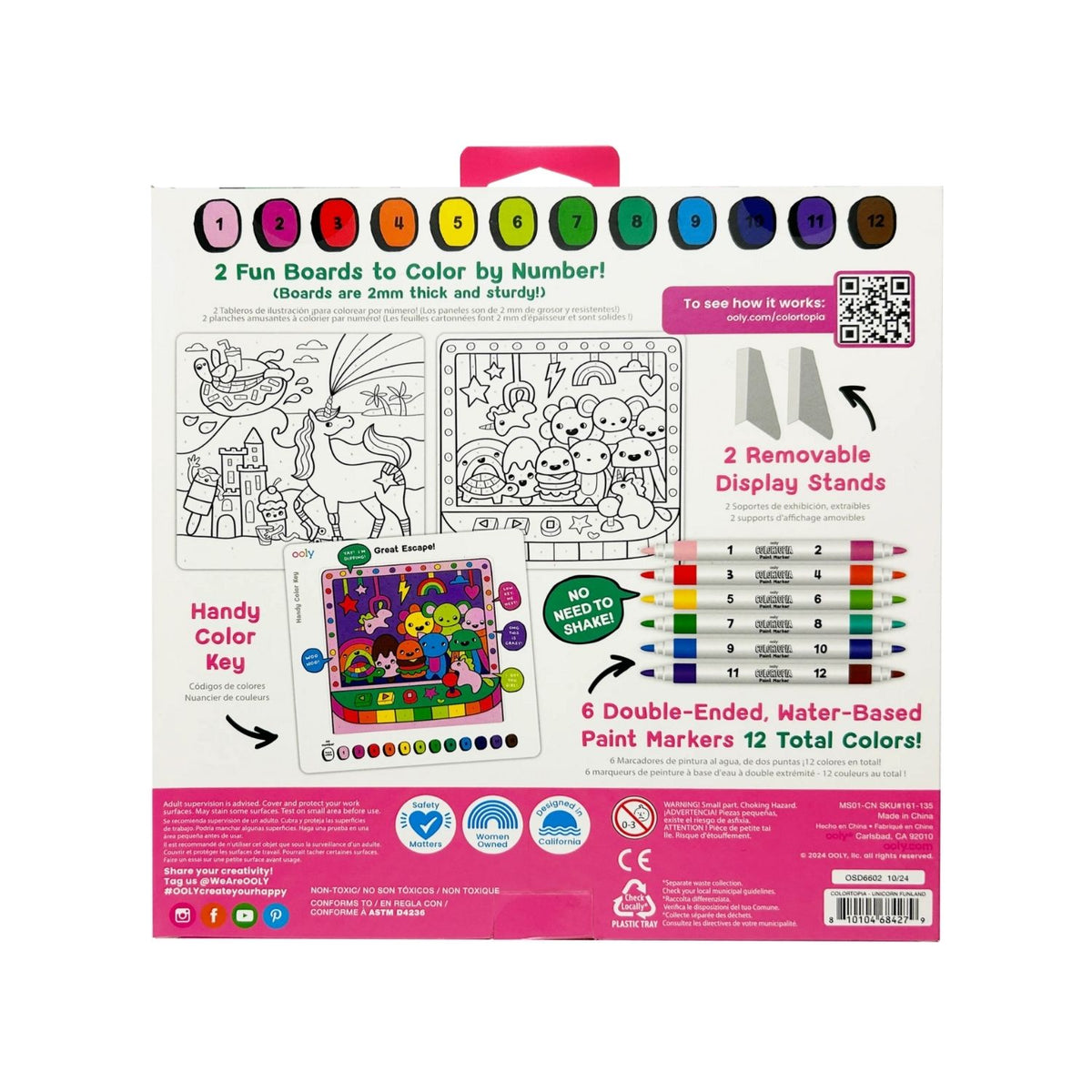 Coloring set packaging with markers and boards
