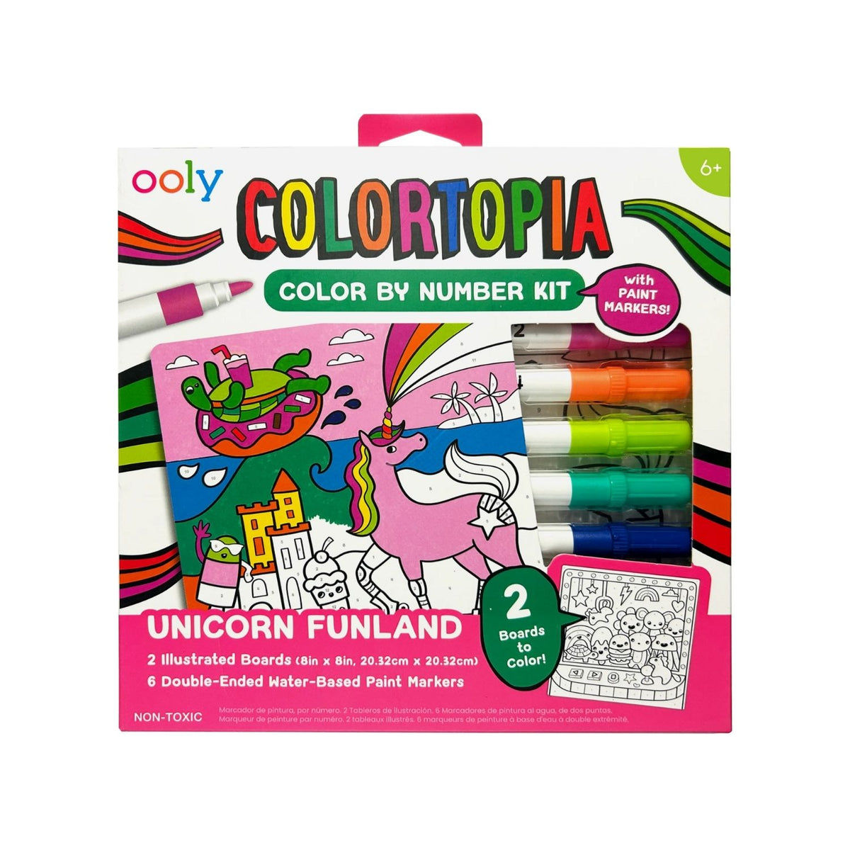 Ooly Colortopia Color by Number Kit packaging with markers and illustrations 