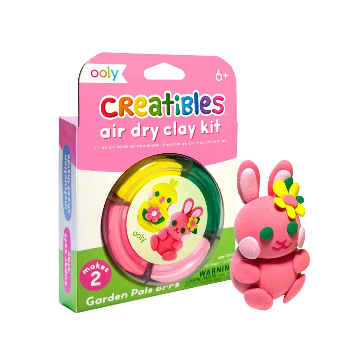 The completed clay bunny showcasing the smooth, matte finish of the hardened air-dry material.
