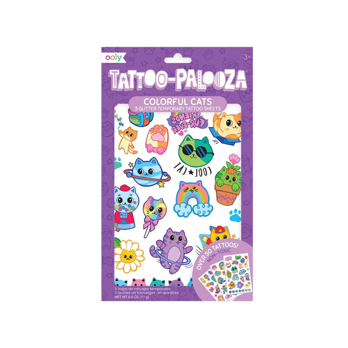 Tattoo Palooza Temporary Tattoo - Colourful Cats