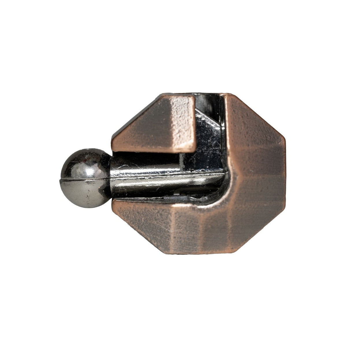 Greek Water Mill puzzle with the goal to remove metal pieces from the bronze housing in this mechanical challenge.