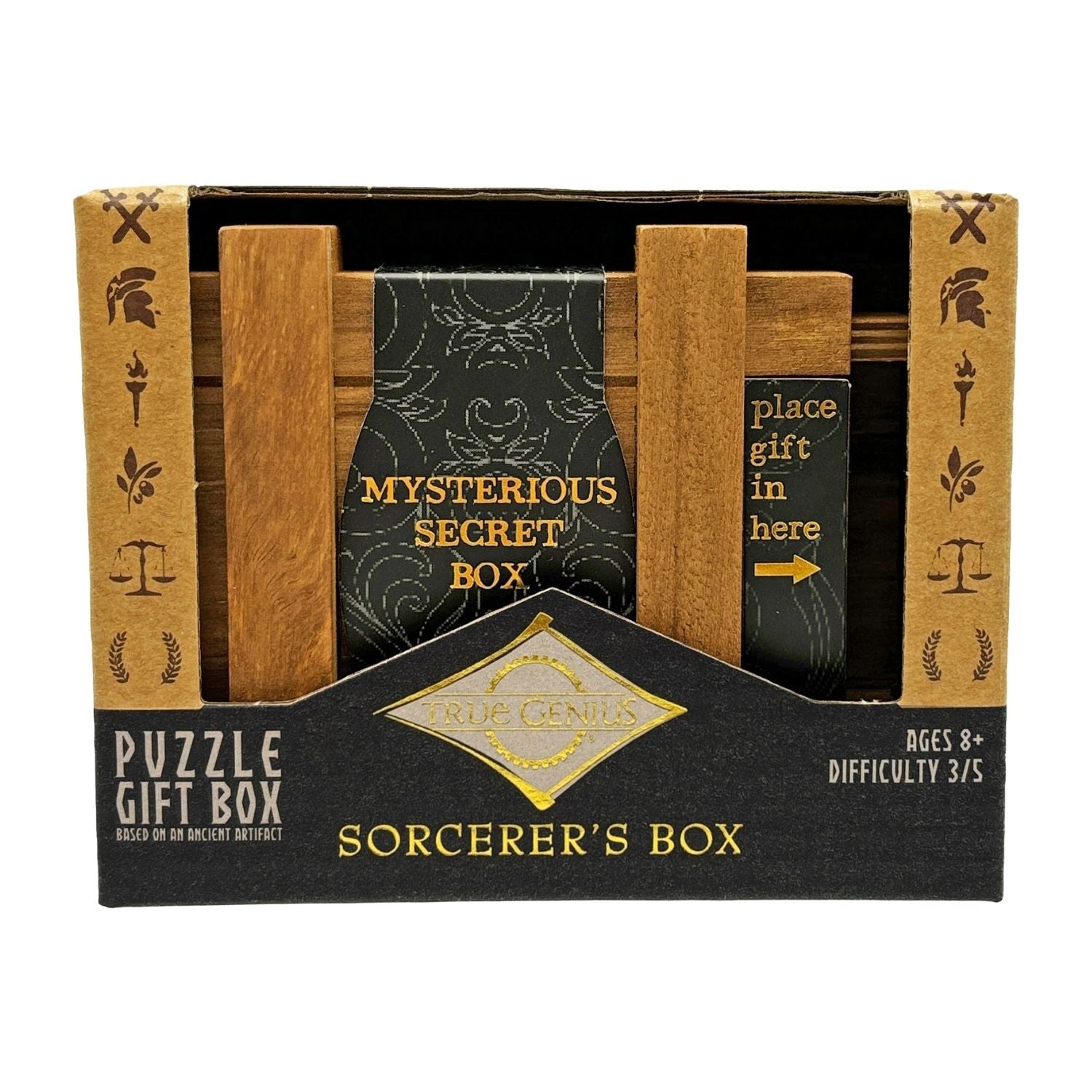 Mysterious Secret Box inspired by the ruins of Pompeii, this ancient Rome brainteaser features a hidden locking method. Perfect for ages eight and up.